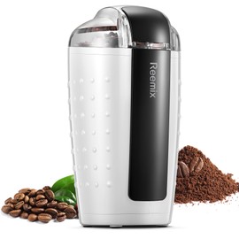 Coffee Grinder, Electric Coffee Grinder with 3.5Oz Large capacity, One-Touch Coffee and Spice Grinder with Stainless Blade, Cleaner Brush And Spoon for Home Use (White)