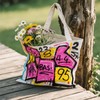 Graffiti Style Digital Print Tote Bag – Spacious Zippered Bag