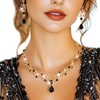 JAKAWIN Rhinestone Bride Wedding Jewelry Set Black Sparkly Bridesmaid Necklace