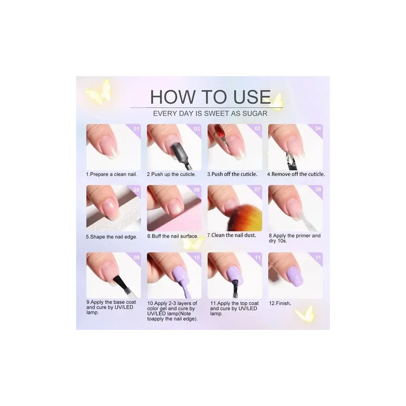 24 Pcs Gel Nail Polish Kit Glittering Nailkit For Gift