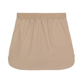 IZOD Girls' School Uniform Pull-on Scooter Skirt with Undershorts, Knit Waistband & Functional Pockets, Wrinkle Resistant, Khaki, 4T