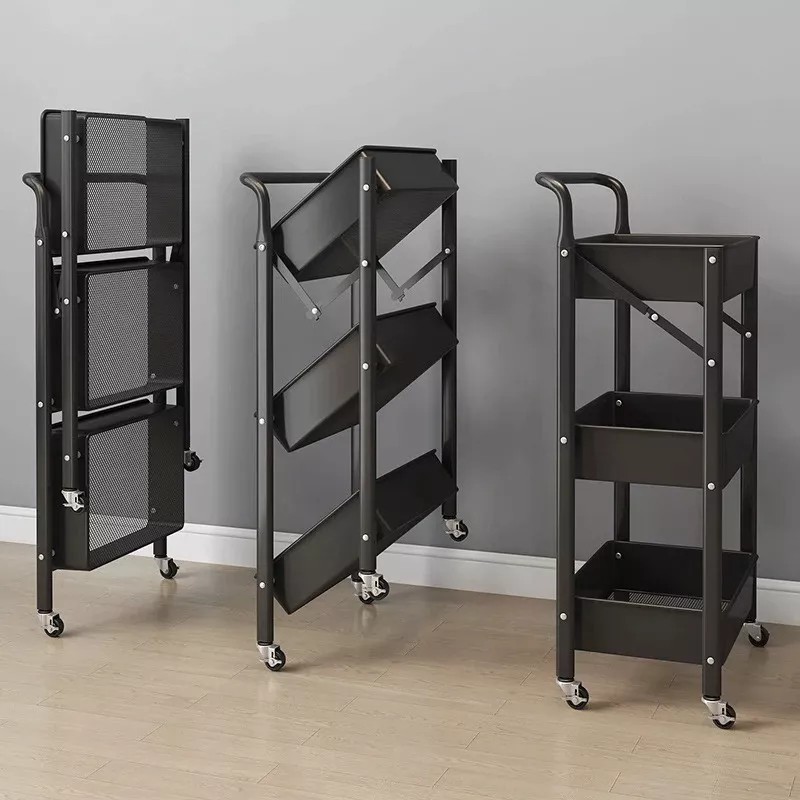 Organizador Multiusos Ruedas Plegable Frutero Vintage Negro