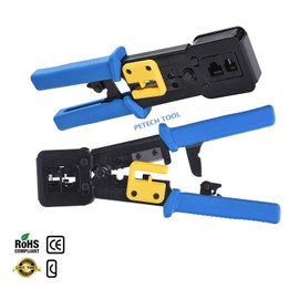 RJ45 Crimp Tool for Pass through and legacy connectorsProfessional High Performance Crimper Tool by Ethernet Connector for pass through and legacy connectors and RJ-11, RJ-12 Legacy Connectors