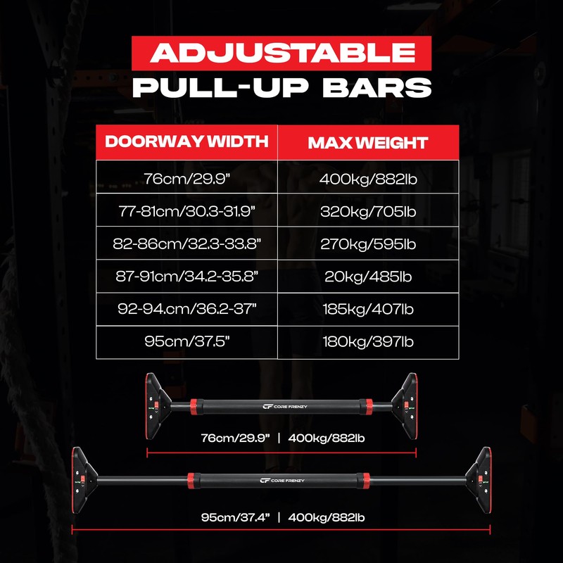 Core Frenzy Pull Up Bar for doorway With Resistance Bands,