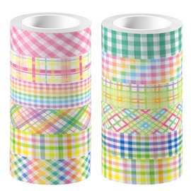 CC HOME Easter Washi Tape 12 Rolls 15 mm Plaid Washi Tape Set, Masking Tape Decorative Paper Stickers for Wrapping Gifts, DIY Arts Crafts