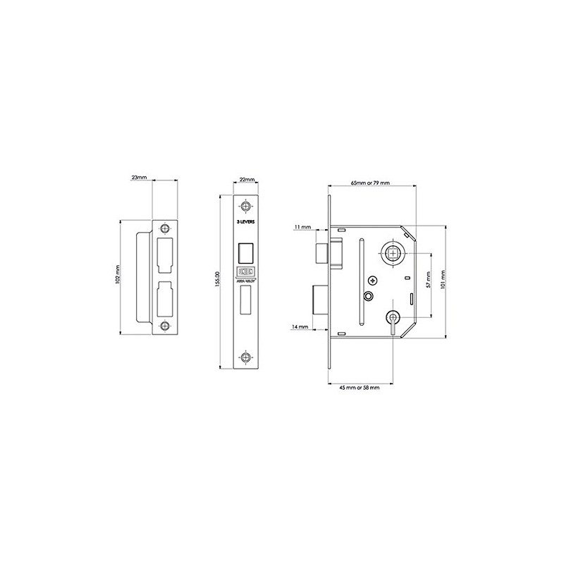 UNION UNNYESSLCH30 Mortice Sashlocks-3 Lever