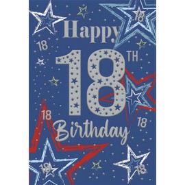 Male 18th Birthday Card for Him - Age 18 - Contemporary Stars Design - Special Finishes and Illustrated Insert Leaf - Made in the UK - Eco-Friendly
