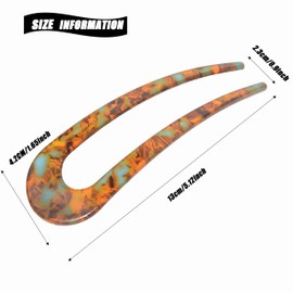 KICPUK 4 Pcs French twist Hair Fork U Shape Updo Hair Pins Clips 5 Inch Classic Cellulose Acetate 2 Prong Bun Hair