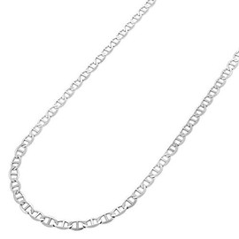 ARGENTO REALE 925 Sterling Silver Necklce 3.5MM - 8MM Solid Flat Mariner Anchor Link Chain Necklace- Sterling Silver Necklace Chain 16-30 Silver chain made in italy