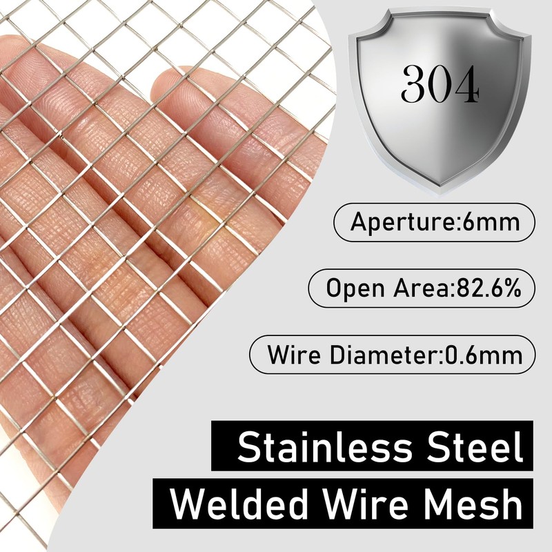 SUPERETON Stainless Steel Welded Wire Mesh, 1/4 Inch Hole Completely
