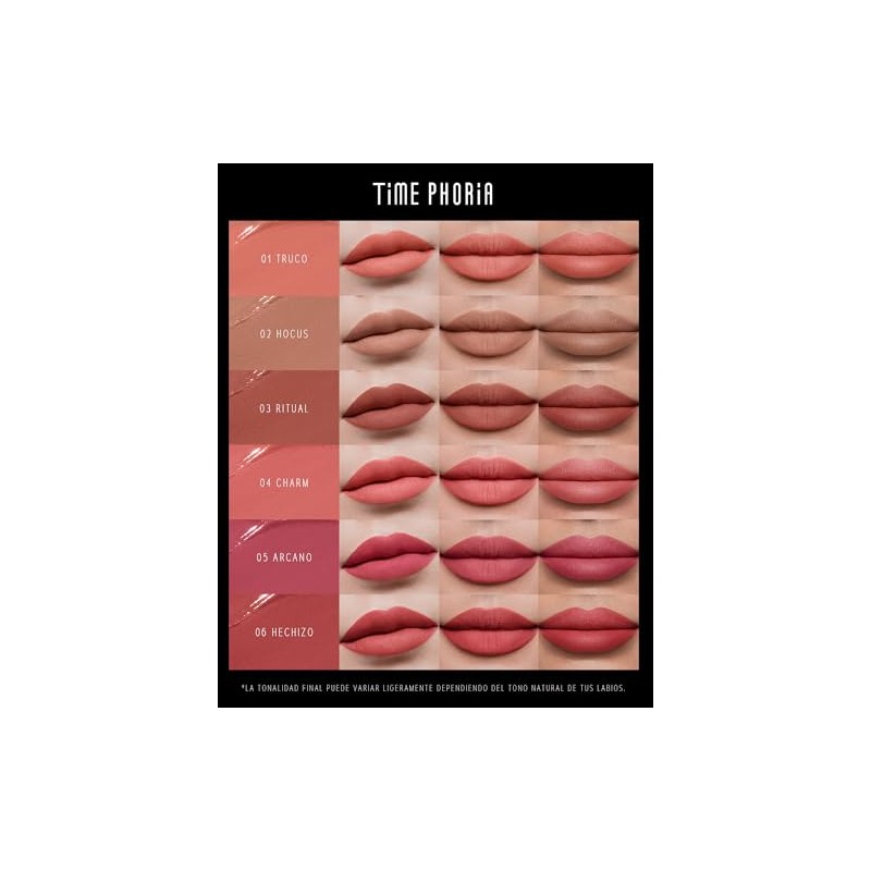 TIMEPHORIA Tinta para Labios Mate Difuminado, Larga Duración 24 Horas,
