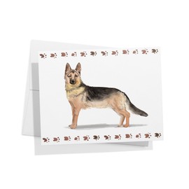 Twigs Paper - German Shepherd Dog Note Cards - Set of 12 Blank Cards (5.5 x 4.25 Inch) with 12 Envelopes - 100% EcoFriendly Stationery - Made In USA