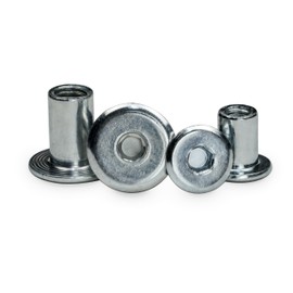 Pack of 10 Sleeve Nuts with Flat Head and Hexagon Socket - Rustproof - Furniture Screws, Screw Sleeves, Connecting Screw (M6 x 12)