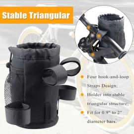 Bike Cup Holder Bicycle Handlebar Water Bottle Holder with Mesh Oxford Pocket Phone Drink Cup Holder for Mountain Bikes,Road Bikes,e-Bike,Kids Bikes,Wheelchairs,Cruisers, etc