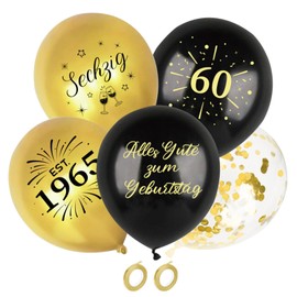 Affivia 25 Stk Luftballon 60 Geburtstag Deko Schwarz Gold,60 Geburtstage Frauen Männer Partydeko,Deko 60 Geburtstag Frau Mann Ballons,Geburtstagsdeko 60 Jahre,Luftballons 60. Geburtstage Dekoration