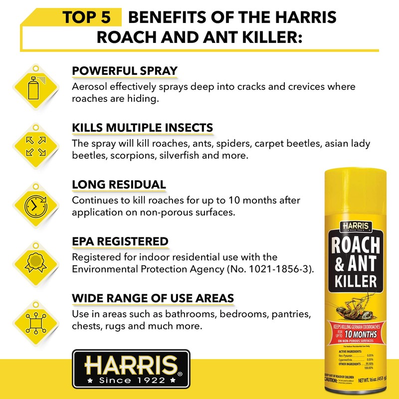 Harris 10-Month Roach & Ant Killer, Odorless & Non-Staining Aerosol