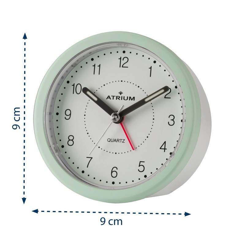 Atrium Modern Design Alarm Clock Analogue Quartz without Ticking with