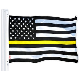 G128 Thin Yellow Line American Flag | 3x5 Ft | LiteWeave Pro Series Printed 150D Polyester | Duty and Honor Flag, Indoor/Outdoor, Vibrant Colors, Thicker and More Durable Than 100D 75D Polyester