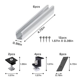 FungLam Mounting Solar Panel 30 mm, Solar Panel Bracket Flat Roof, 12 cm Solar Panel Bracket Kit, 4 Pieces Solar Panel Bracket End Clamp Kit, Centre Clamp x 2, Mounting PV Mounting Set