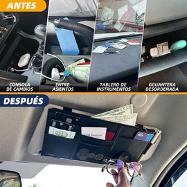 Organizador de Visera para Coche con bolsillo con cremallera, Organizador Parasol para Auto, Multifuncional Bolsa de Almacenamiento para Visera para Tarjetas, Pluma, Gafas de Sol, Celular (Gris)