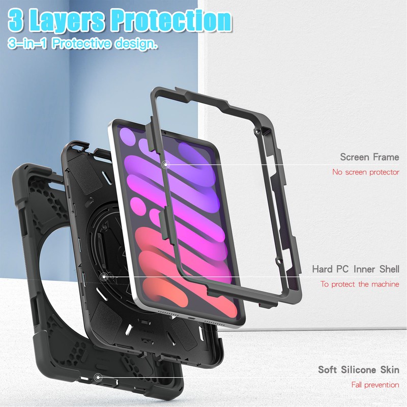 Tablet Protective Case for IOS Mini 6 3 Layer Drop