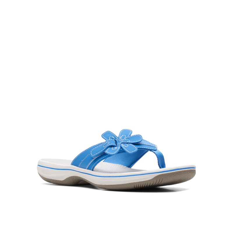 Clarks Chanclas Brinkley Flora para mujer, azul Synthetic, 6 US