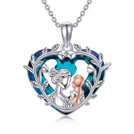 URONE Cat/Fox/Cow/Mermaid/Dinosaur Crystal Necklace 925 Sterling Silver Animal Necklace Cute Animal Jewelry Gifts for Women, Sterling Silver, No Gemstone