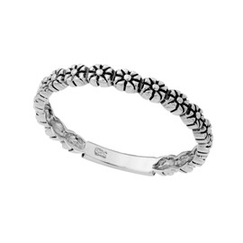 Silverly Women's .925 Sterling Silver 2.3mm Daisy Daisy Flower Band Ring, Sterling Silver