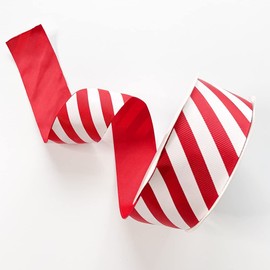 Plush Addict Candy Stripe Christmas Ribbon for Floral, Gift Wrapping, Christmas Tree, Ornaments, Wreaths, Bows, Holiday Decorations and General Crafts - Red - 38mm Wide x 3 Metre