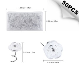 NEBURORA 50 Pieces Upholstery Twist Pins Clear Rose Heads Bed Skirt Pins for Slipcovers Bedskirts Car Slip Furniture Covers in Place