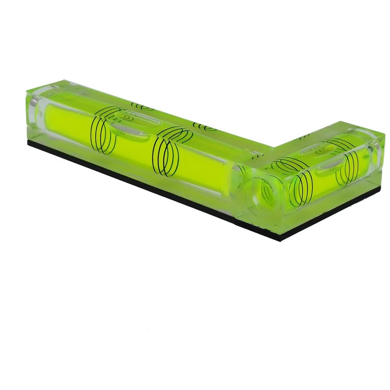L-Shaped Spirit Level, High Visibility Green Acrylic Construction, Multi-Vial Angle
