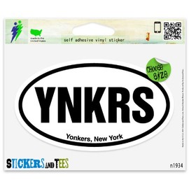 YNKRS Yonkers New York Oval Vinyl Car Bumper Window Sticker 3" x 2"
