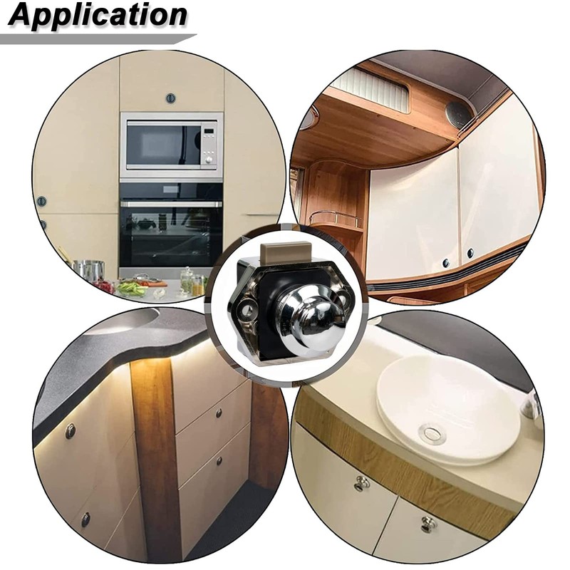 Encell Set of 5 Push Button Catch Cupboard Door Knob