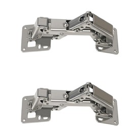 Pack of 2 Screw-On Hinges, Foldable, Furniture Hinges, Suitable for Furniture, Wooden Doors, Kitchen Cabinet Doors, 170 Degree Hinge (with 16 Screws)