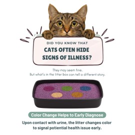 PUPSJOY Color Changing Health Monitoring Cat Litter 2.2kg – Unscented Clumping Bentonite Natural Litter – Low Dust, Odor Control, Long-Lasting, Low Tracking Crystal Litter for Cats