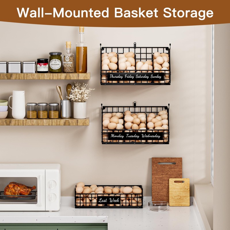 Egg Holder Countertop with 3 Dividers & Labels, 1 Tier