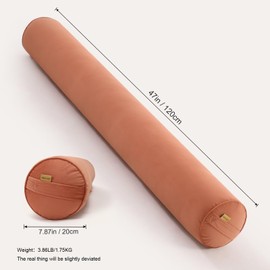 Ailuteie Long Pillow for Bed – Round Bolster Pillow for Adults, Body Pillow for Sleeping, Ergonomic Support,47 x 7.87 Inches,Amber Orange