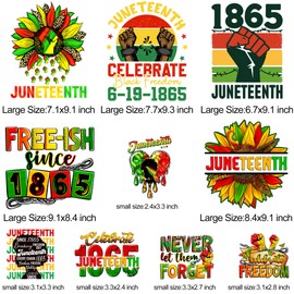10 Sheets Juneteenth Iron on Decals for T-Shirt Heat Transfer Patches Vinyl Sticker for Clothing Backpack Jackets Washable Ready to Press Decoration Applique DIY Crafts