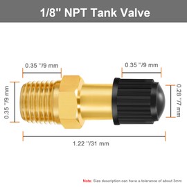 Godeson 1/8" NPT Tank Valve 4 Pack Corrosion Resistant Brass Schrader Valve with 1/8" Male NPT, Use with Air Compressor Tanks (Pack of 4)