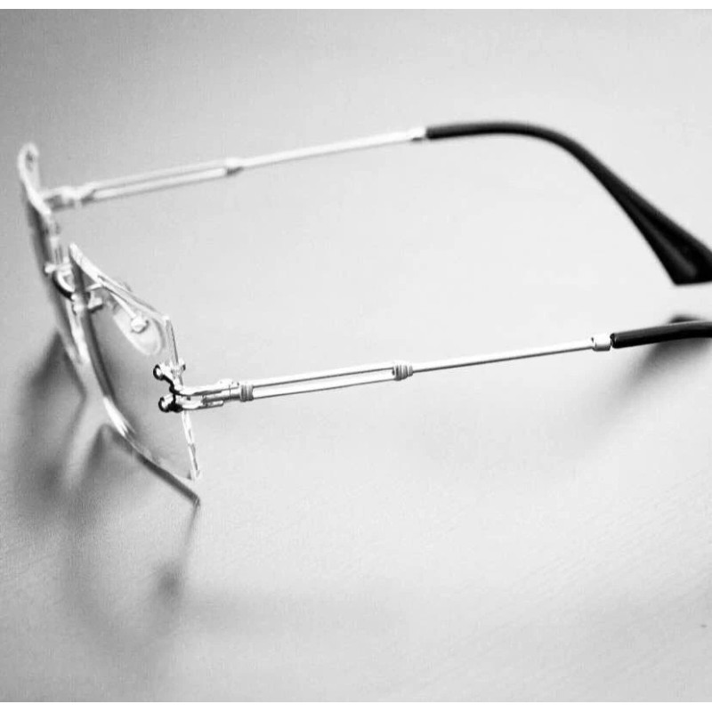 Fashion Men's Rimless Vintage Retro Rectangle Silver Clear Lens Fashion