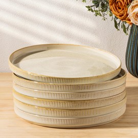 theterra Dinner Plates Set of 6, 10.25 Inch Ceramic Dinner Plates, Stoneware Dinnerware for Kitchen, Oven & Microwave & Dishwasher Safe, Cappuccino