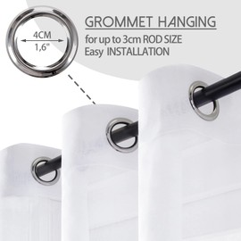 MRTREES Voile Curtains 88 Inch Drop 2 Panels Faux Linen Eyelet Sheer Curtain Panel for Bedroom Living Room Patio Door 55x88 Inch Drop 140cm x 225cm White