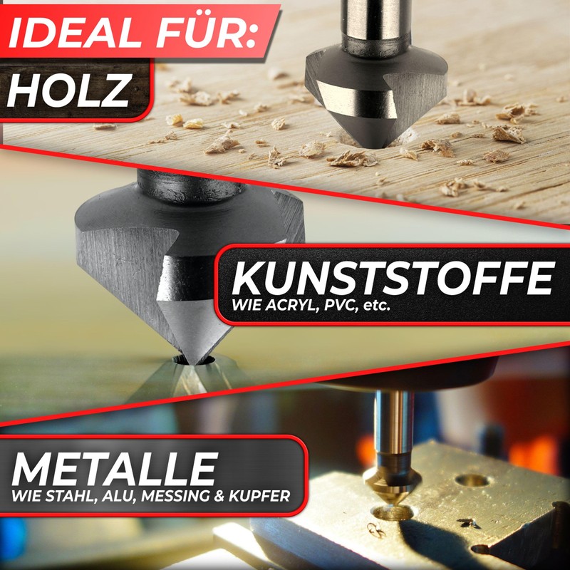 Woltersberger® 6-Piece TiN Coated Countersink Set 90° Diameter 6.3-20.5 mm