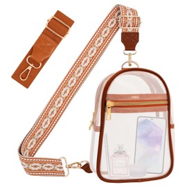 MOVOYEE Clear Bag for Stadium Events Approved Concert Travel Outdoors Transparent Sports Fan Handbags & Purses, Cute PVC See Through Clear Purses for Women Men Girls Boys Teens Kids