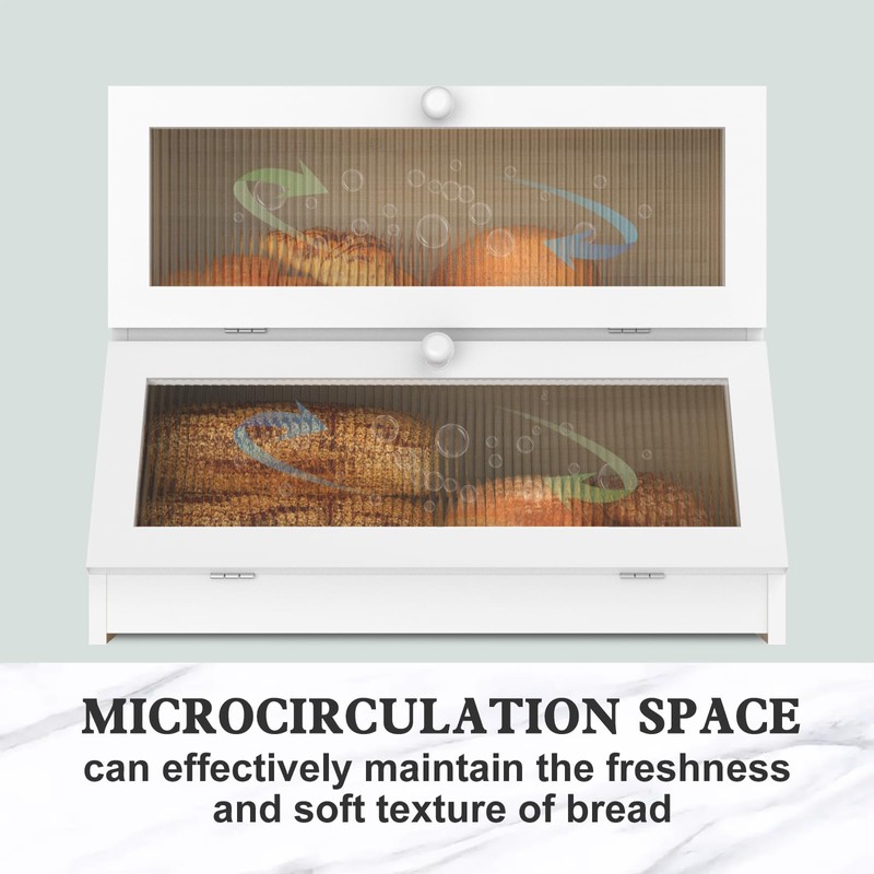 LOHASOK Bread Box for Kitchen Countertop: 2-Tier Bamboo Large Bread