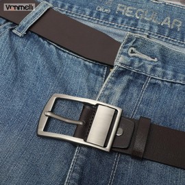 VONMELLI Belts for Men, With Classic Man Belt Buckle Black and Brown Belt Men for Jeans,Casual,Cowboy and Work Wear Brown Fit Waist Size 34"-38"