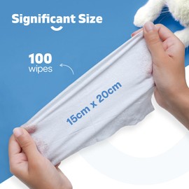 100 Pet Wipes for Cats & Dogs 15 X 20 CM | Antibacterial & Alcohol-Free Pets Cleaning Wipes | Odourless Dog Wipes for Smelly Dogs Grooming | Large Wet Wipes for Pet Paws, Face, Body, Ear, & Bum
