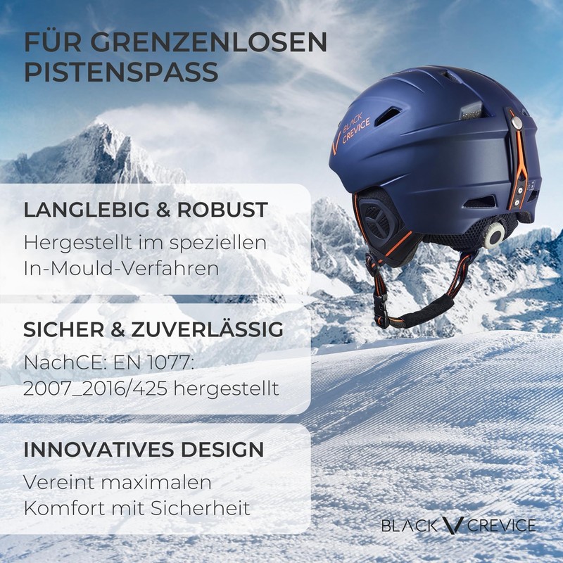 Black Crevice Adult Ski Helmet Stripe, Matt Orange/Black, XL