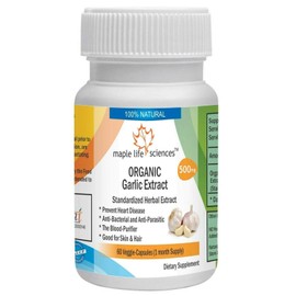 ORGANIC Garlic Extract - 60 Vegan Capsules (Allium Sativum L.) - 500mg