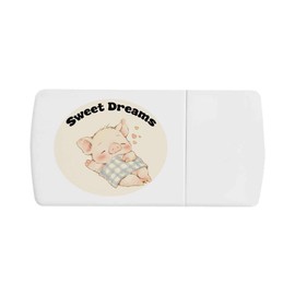 'Sweet Dreams with Sleeping Pig' Pill Box with Tablet Splitter (PI00033499)